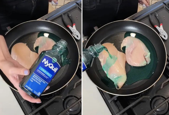 Lean Cuisine TikTok Video Showing Users Sautéing Chicken In NyQuil