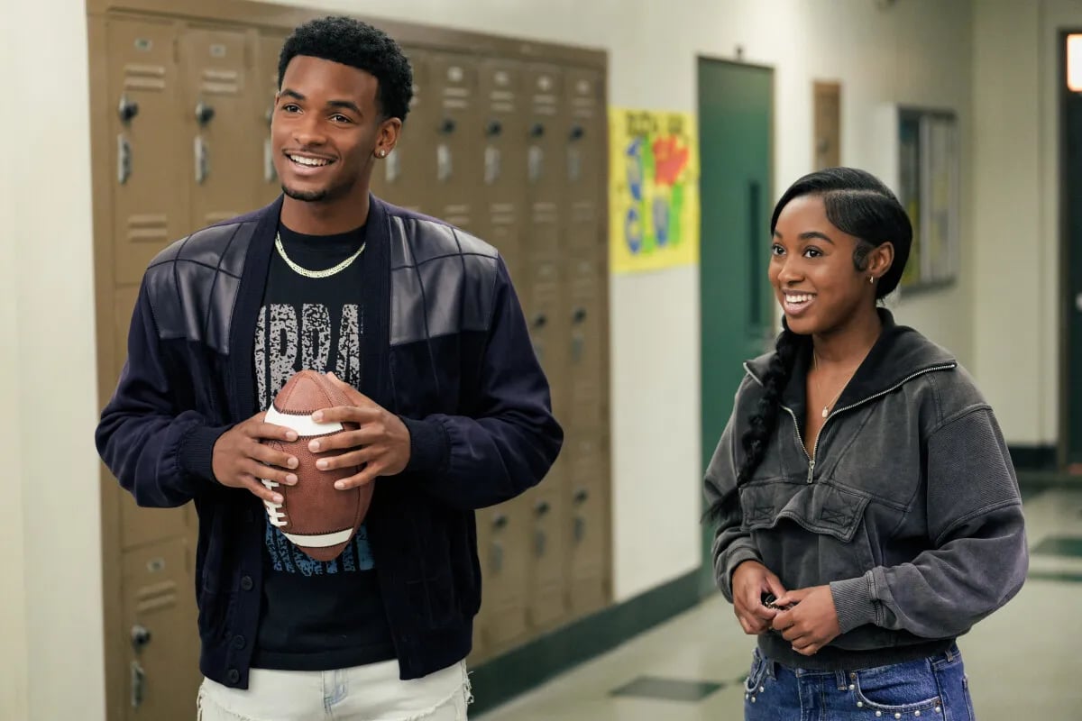 All American -- “Reborn” -- Image Number: ALA701b_0280r -- Pictured (L-R): Nathaniel Logan McIntyre as KJ and Alexis Chikaeze as Amina --