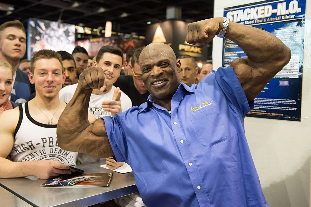 COLOGNE, GERMANY - APRIL 11: American IFBB Pro Bodybuilder Ronnie Coleman poses during the FIBO 2015 on April 11, 2015 in Cologne, Germany. FIBO is the leading international trade show for fitness, wellness and health and is open to the public from April 11-12.