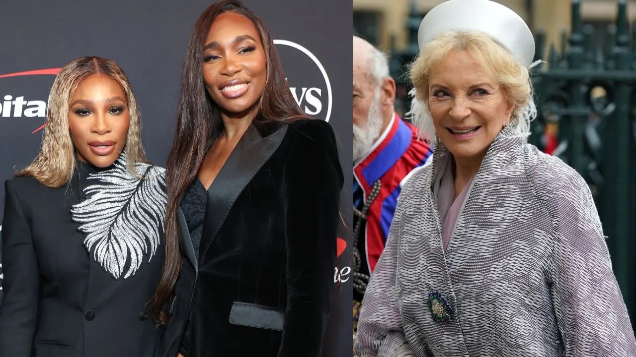 Side collage of Serena Williams and Venus Williams and Princess Michael of Kent