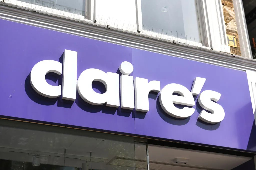 LONDON,ENGLAND - June 2023: Claire's store sign External Store Sign London, England.