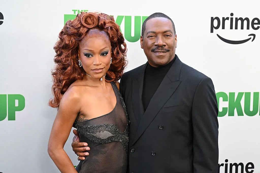 US actress Keke Palmer (L) and US actor Eddie Murphy attend the world premiere of "The Pickup" at the Regal LA Live in Los Angeles on July 27, 2025. (Photo by Robyn Beck / AFP)