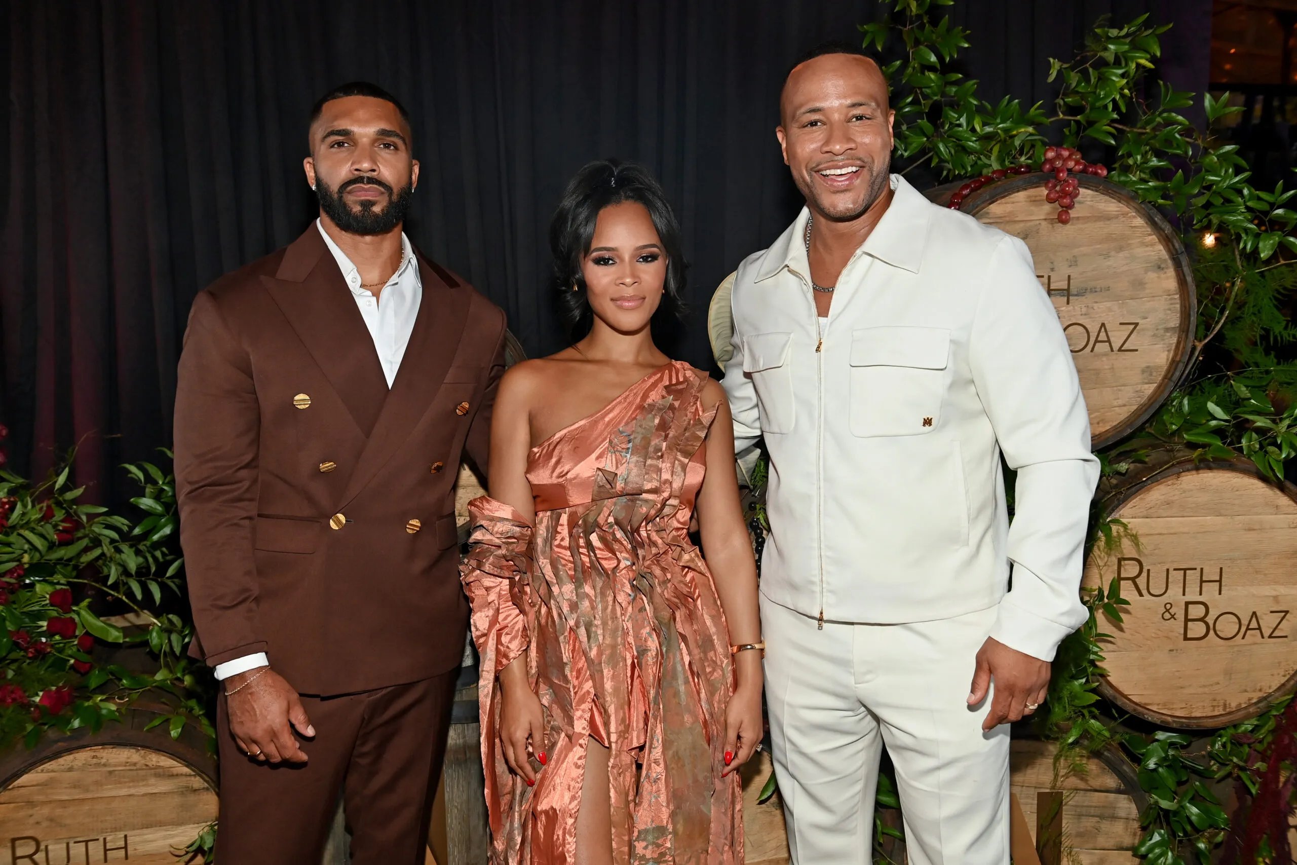 ATLANTA, GEORGIA - SEPTEMBER 22: (L-R) Tyler Lepley, Serayah McNeill, and DeVon Franklin attends the Ruth &amp; Boaz Atlanta Special Screening on September 22, 2025 in Atlanta, Georgia.