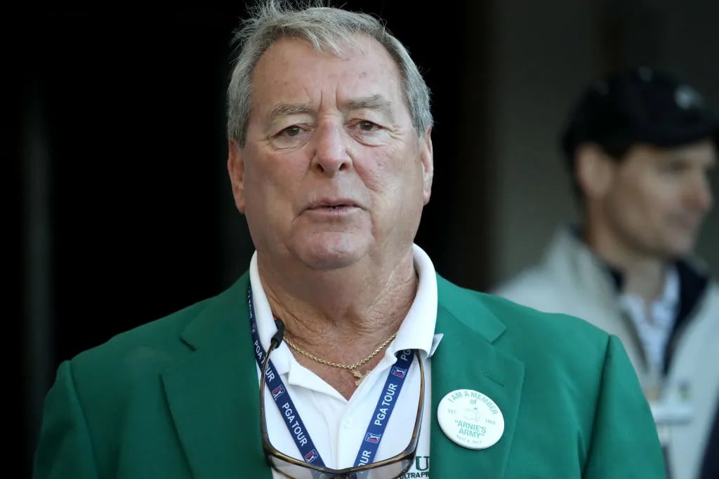Fuzzy Zoeller, Masters champion, attends the first tee ceremony prior to the first round of the 2017 Masters Tournament at Augusta National Golf Club on April 6, 2017 in Augusta, Georgia.