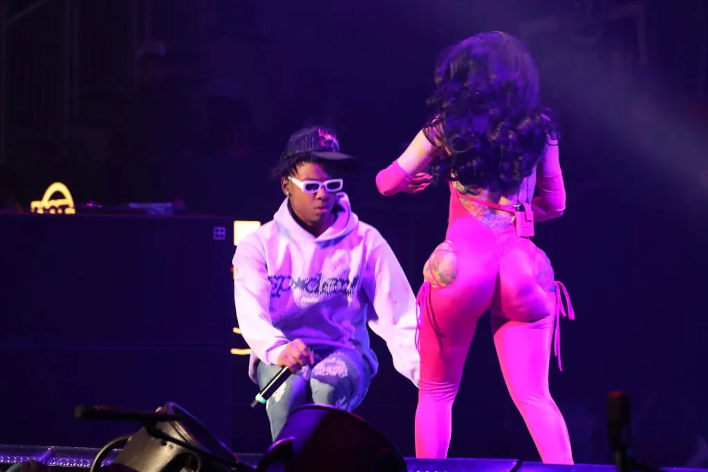 ELMONT, NEW YORK - JUNE 04: Kay Flock and Cardi B perform during Hot 97 Summer Jam at UBS Arena on June 04, 2023 in Elmont, New York.