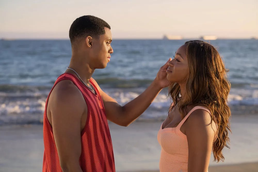 BEL-AIR -- "The Next Act" Episode 408 -- Pictured: (l-r) Jabari Banks as Will, Simone Joy Jones as Lisa -- (Photo by: Anne Marie Fox/PEACOCK)