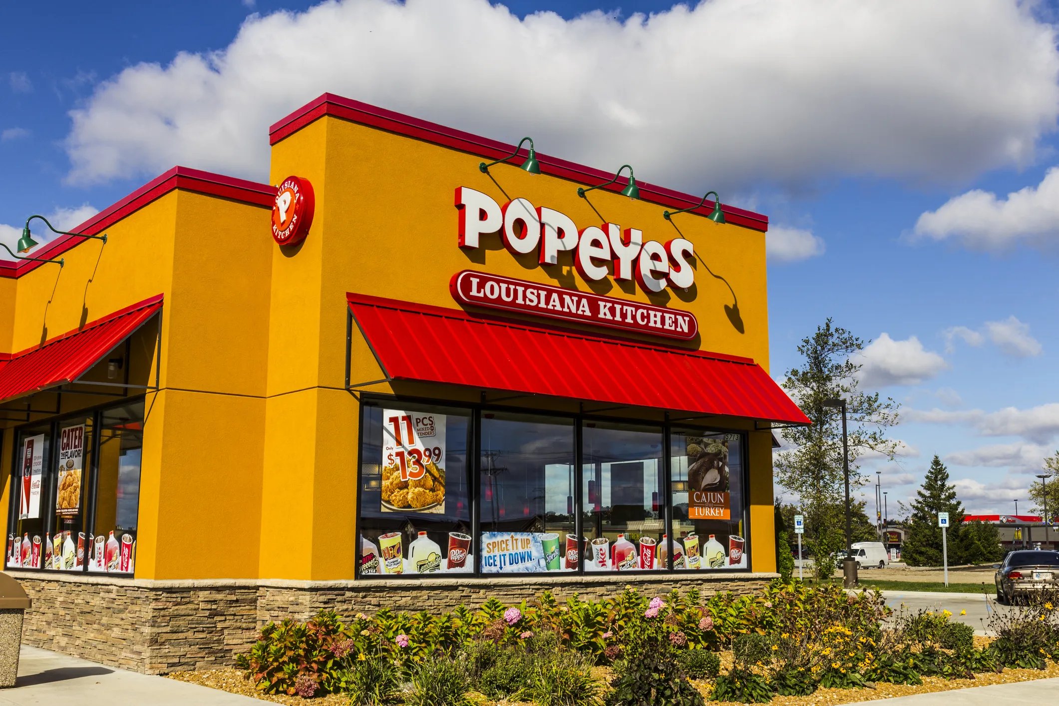 Anderson, US - October 24, 2016: Popeyes Louisiana Kitchen Fast Food Restaurant. Popeyes is known for its Cajun Style Fried Chicken III