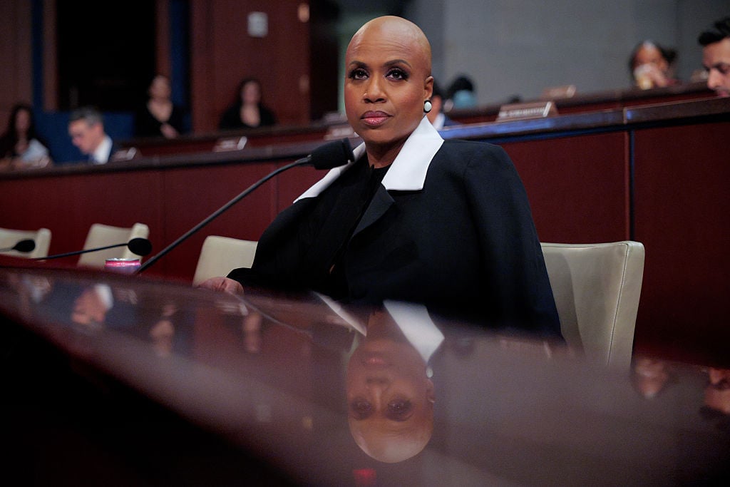 WASHINGTON, DC - JANUARY 07: Rep. Ayanna Pressley (D-MA) listens to testimony from Minnesota lawmakers about fraud investigations in their home state during a hearing of the House Oversight and Government Reform Committee at the U.S. Capitol on January 07, 2026 in Washington, DC. Federal prosecutors filed charges against dozens of people in Minnesota, many from the area's Somali community, with stealing upwards of billions of taxpayer dollars through fraudulent social services schemes.