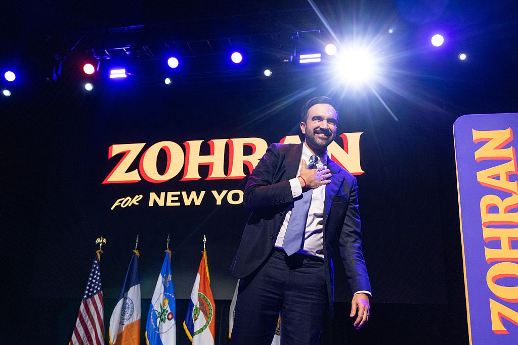 Democratic New York City mayoral candidate Zohran Mamdani delivers remarks at his election night watch party at the Brooklyn Paramount Theater on November 04, 2025 in the Brooklyn borough in New York City. Mamdani defeated Independent candidate Andrew Cuomo and Republican candidate Curtis Sliwa in the election for New York City mayor.