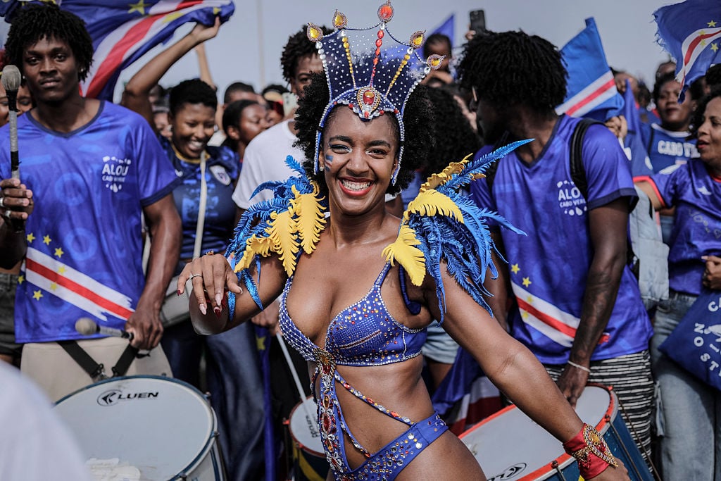 Cape Verde supporters celebrate in Praia on July 5, 2026, as the national football team returns home following its participation in the 2026 FIFA World Cup.