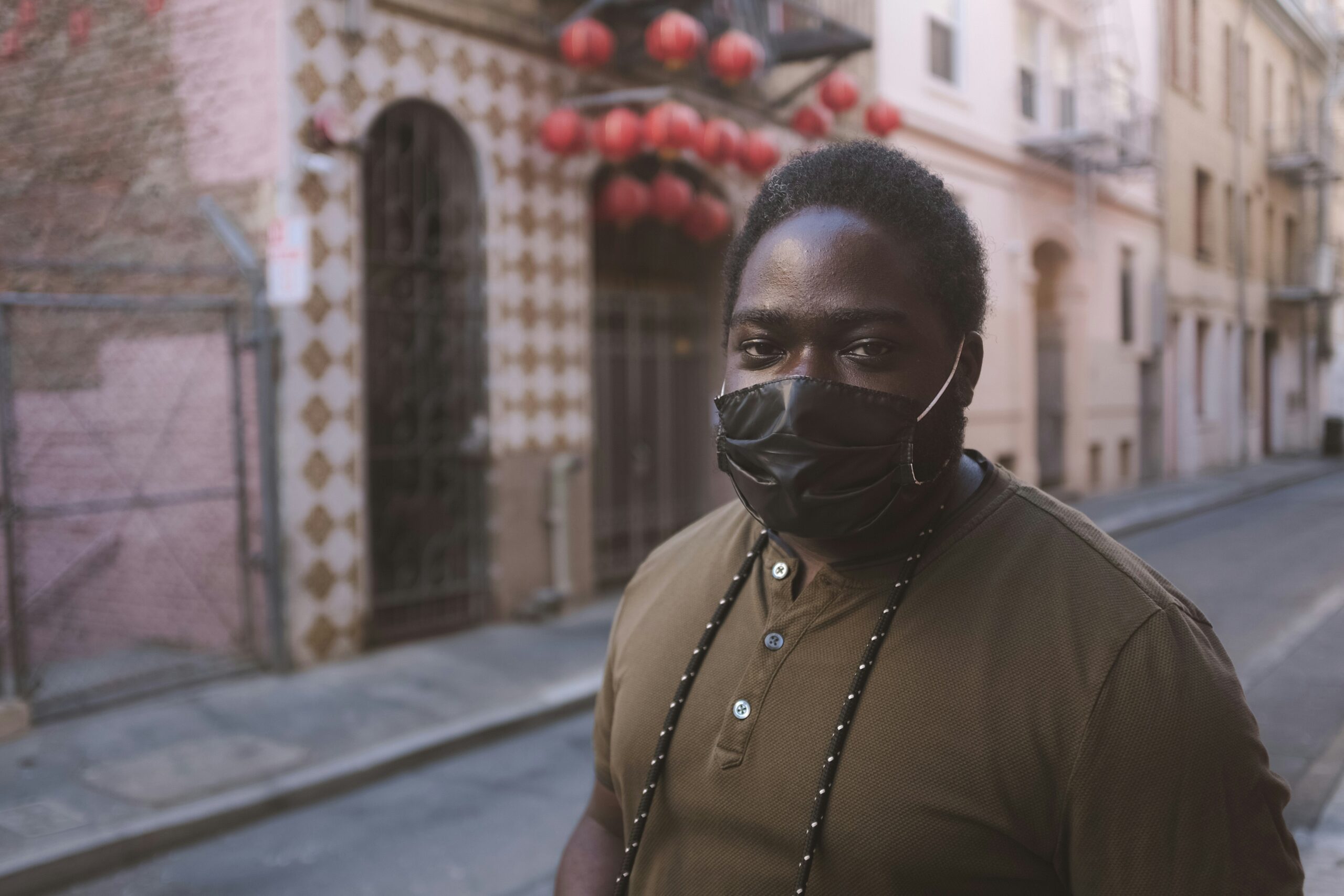 Black person wearing COVID mask
