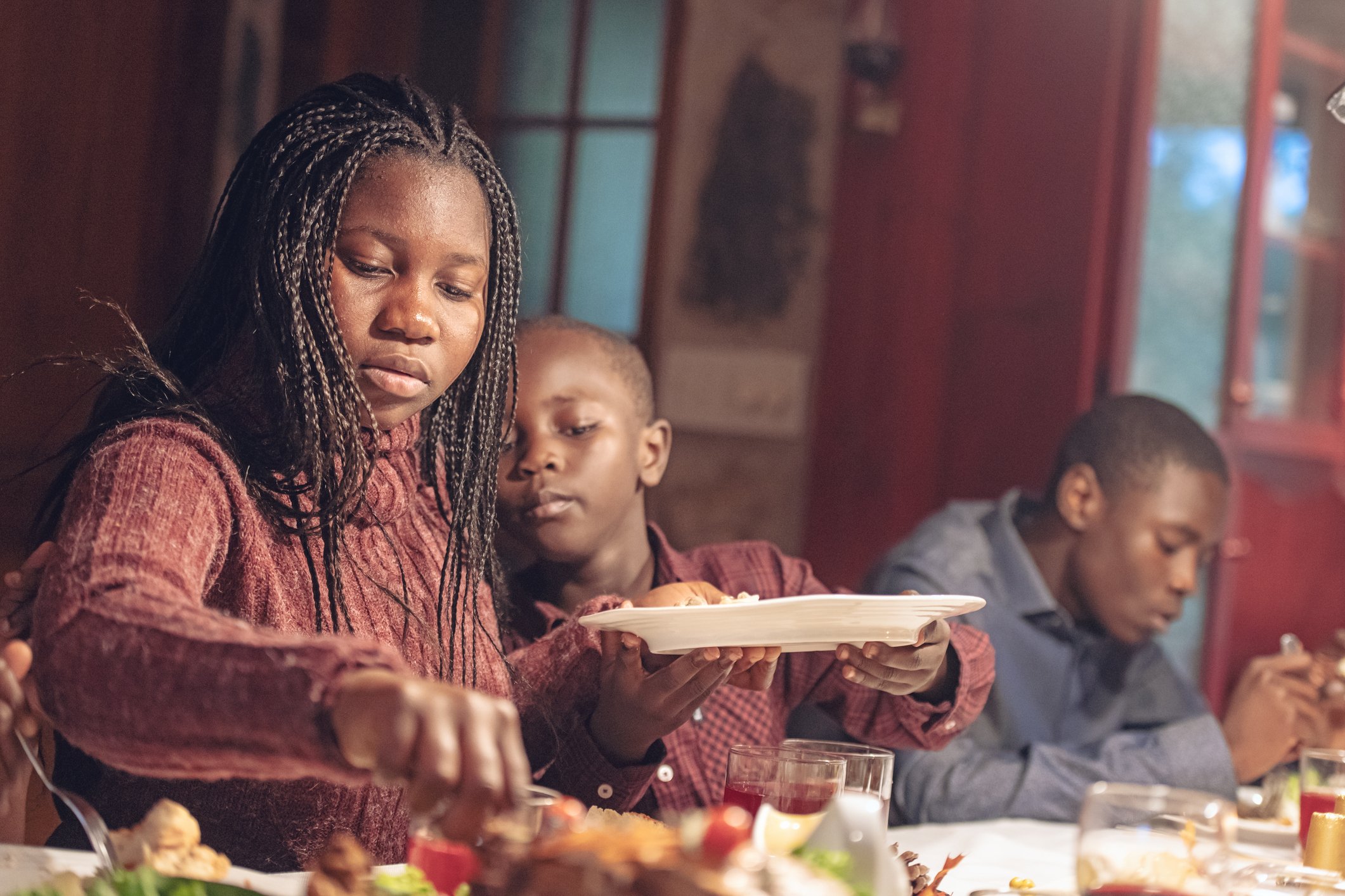 African-American during thanksgiving dinner