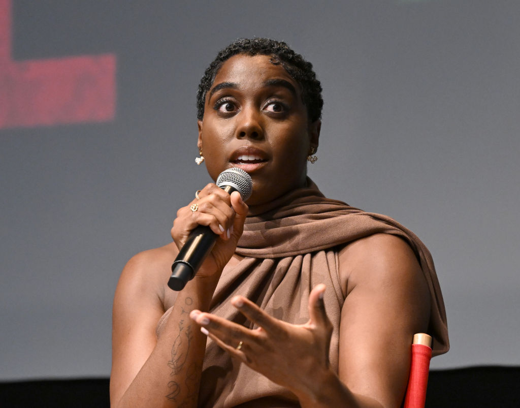 NEW YORK, NEW YORK - FEBRUARY 12: Lashana Lynch speaks onstage during the Dotdash Meredith Special Screening of "Bob Marley: One Love" at the Dotdash Meredith Screening Room on February 12, 2024, in New York, New York.