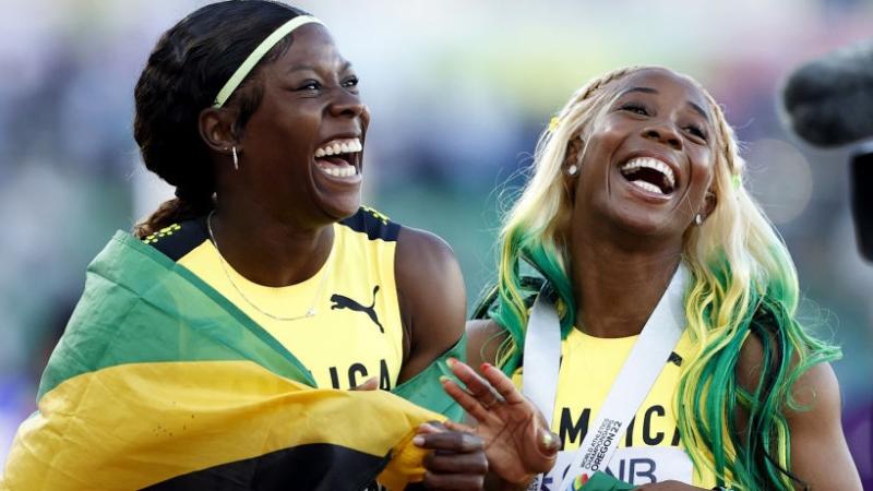 Shelly-Ann Fraser-Pryce Affectionately Fixed Teammate Shericka Jackson's Crown