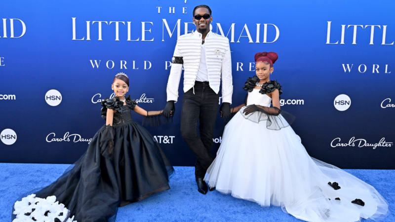 Offset Escorts Daughters Kulture And Kalea To Disney's 'Little Mermaid' Premiere Dressed As Princesses