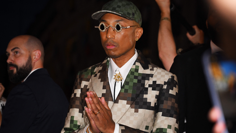 Pharrell's Triplets Seen For First Time At His Debut Louis Vuitton Fashion Show In Paris