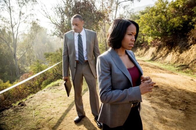 Regina King and Dorian Missick in "SouthLAnd"