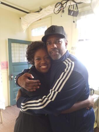 Viola Davis and Denzel Washington on the last day of filming "Fences"