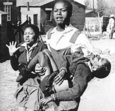 Hector Pieterson carried by another student while his sister ran next to them - 1976 Soweto uprising in South Africa