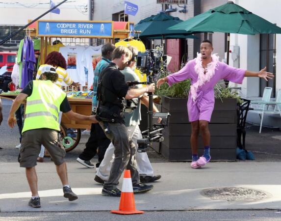 Crews film actor Marlon Wayans on King Street in a scene from "Naked," which is being shot in Charleston. File/Brad Nettles/Staff 
