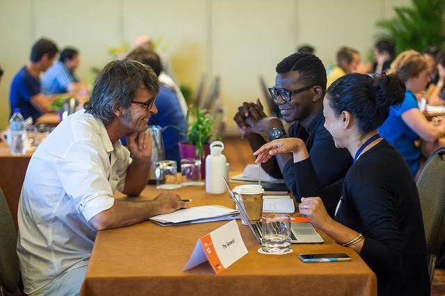 Participants at the 2015 inaugural Caribbean Film Mart meet one-on-one with international industry professionals