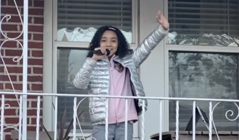 This 11-Year-Old Broadway Star Is Serenading Essential Workers From Her Porch