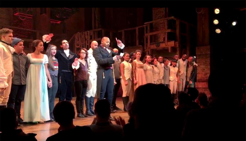https://twitter.com/HamiltonMusical/status/799828567941120000 Screengrab from Hamilton's Twitter account of Brandon Dixon (and the rest of the cast) speaking out to Mike Pence after he attended the evening's show 11/19/16 Source: Hamilton/Twitter