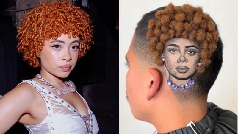 Ice Spice Fan Gets 3D Hair Portrait Of Rapper On Side Of His Head