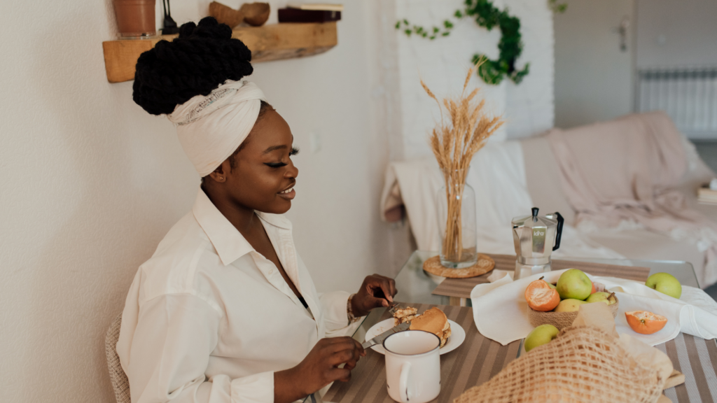 A Woman Eating Breakfast⁠ - health tips for your uterus