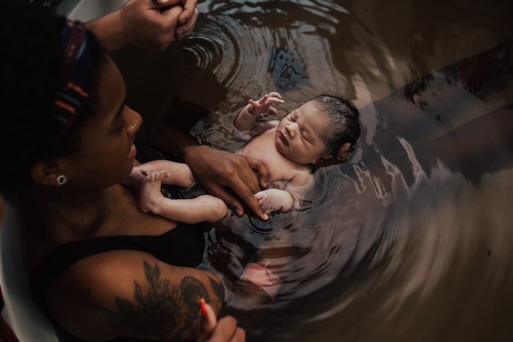 A newborn in a tub