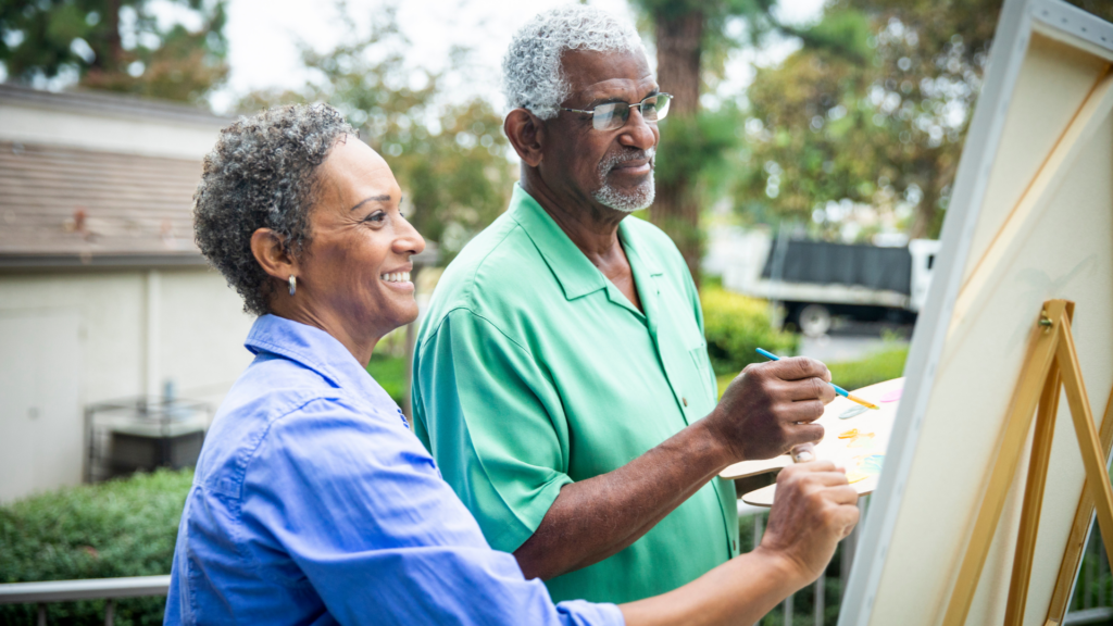 Cheap Date Ideas Senior Black Couple Painting on Canvas