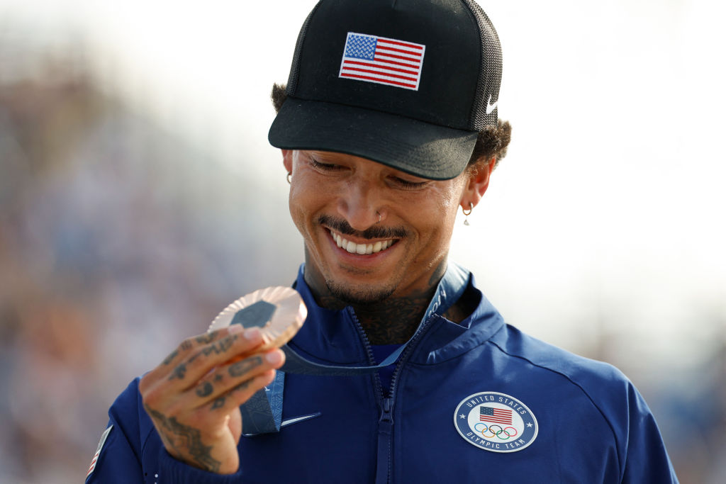 Nyjah Huston Wins Bronze In Street Skateboarding At Paris Olympics | Photo: ODD ANDERSEN/AFP via Getty Images