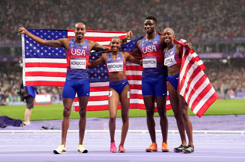 U.S. Mixed 4x400m Relay Team Secures Silver In Finals After Setting World Record In Paris | Photo: Martin Rickett/PA Images via Getty Images