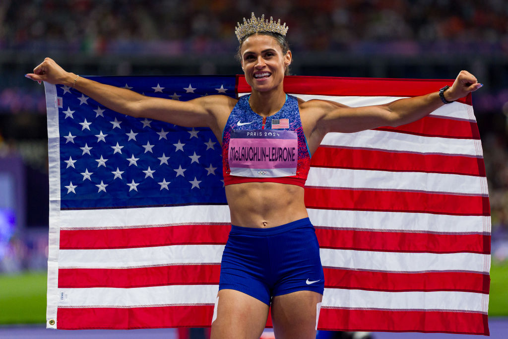 Sydney McLaughlin-Levrone after winning at the 2024 Paris Olympics