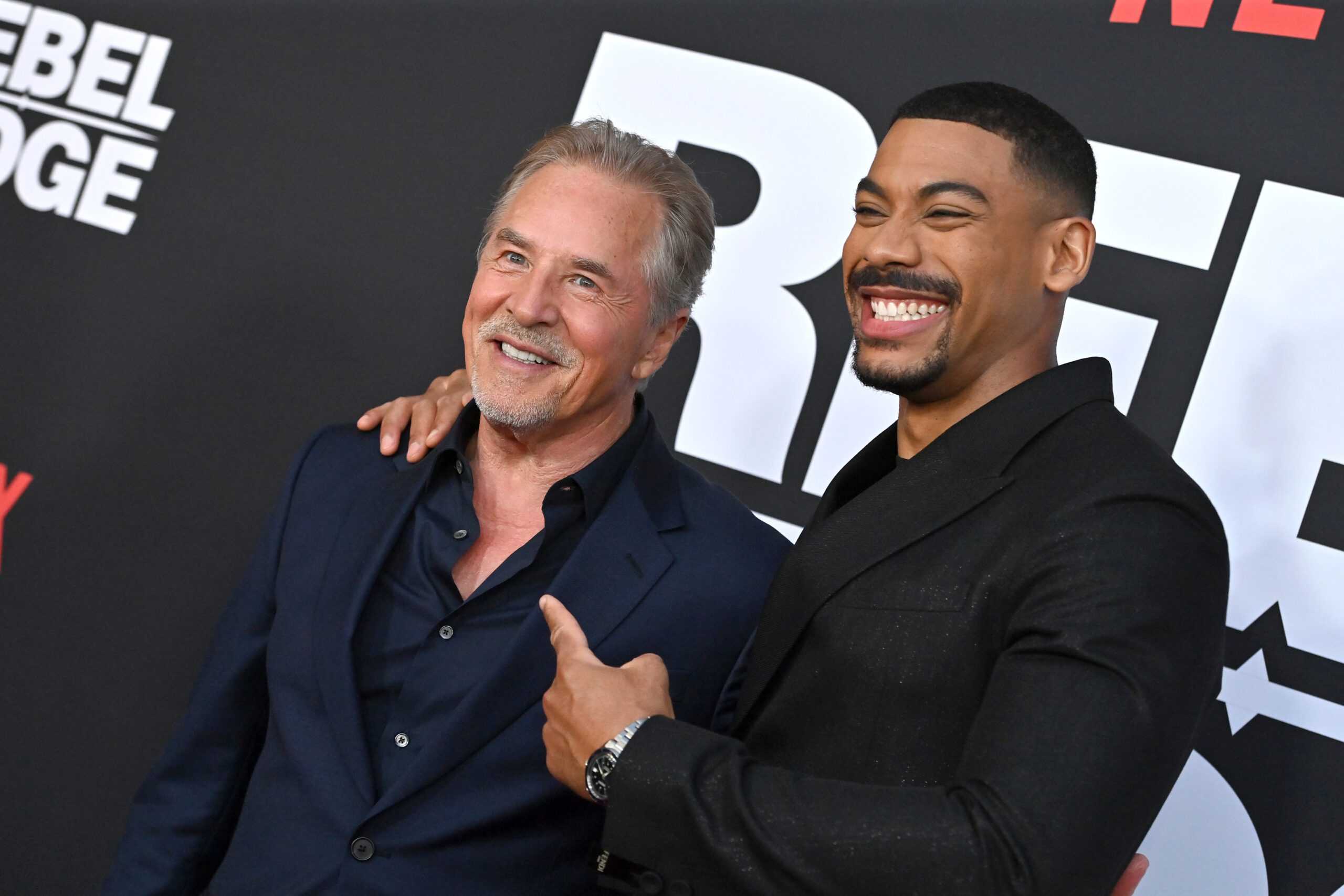 'Rebel Ridge' Ending Explained pictured: Don Johnson and Aaron Pierre at 'Rebel Ridge' Premiere | (Photo by Axelle/Bauer-Griffin/FilmMagic)