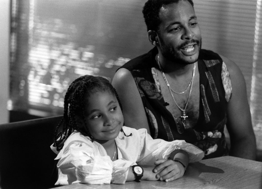 Actress Raven-Symone and her father Christopher B. Pearman are interviewed at LaRabida Children's Hospital in Chicago, Illinois in JANUARY 1993