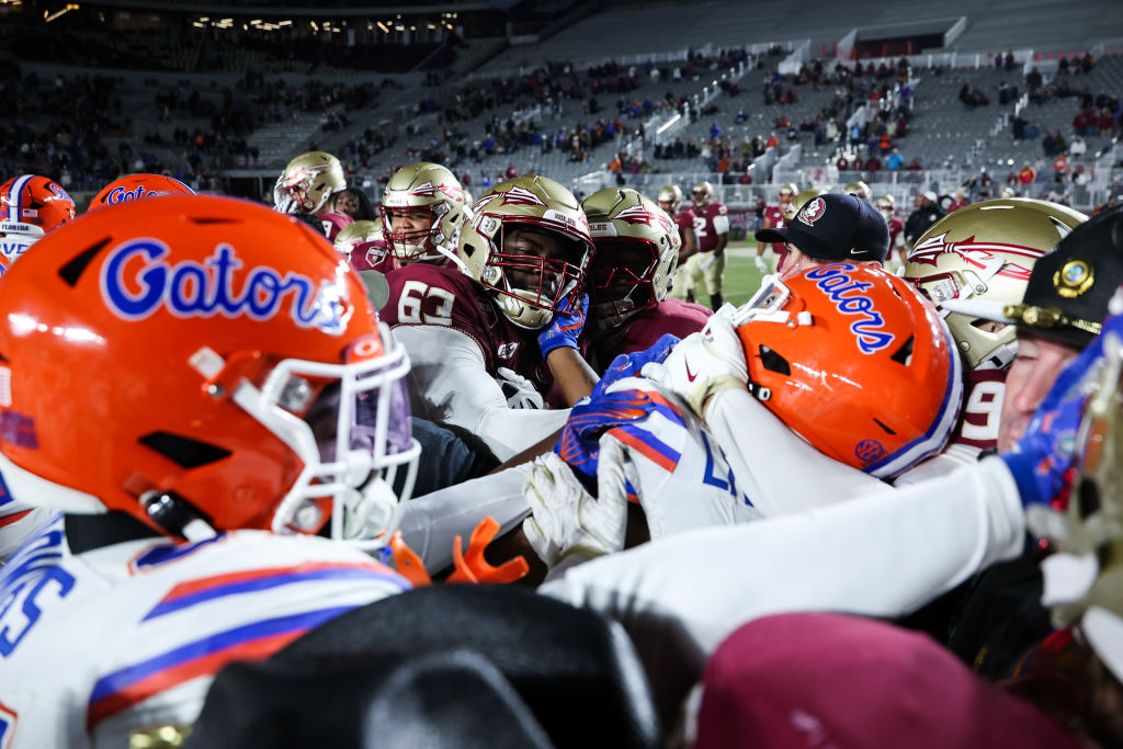 College Football Brawls: 4 Sprawling Fights Broke Out Over Flag Planting At Rivalry Games This Weekend