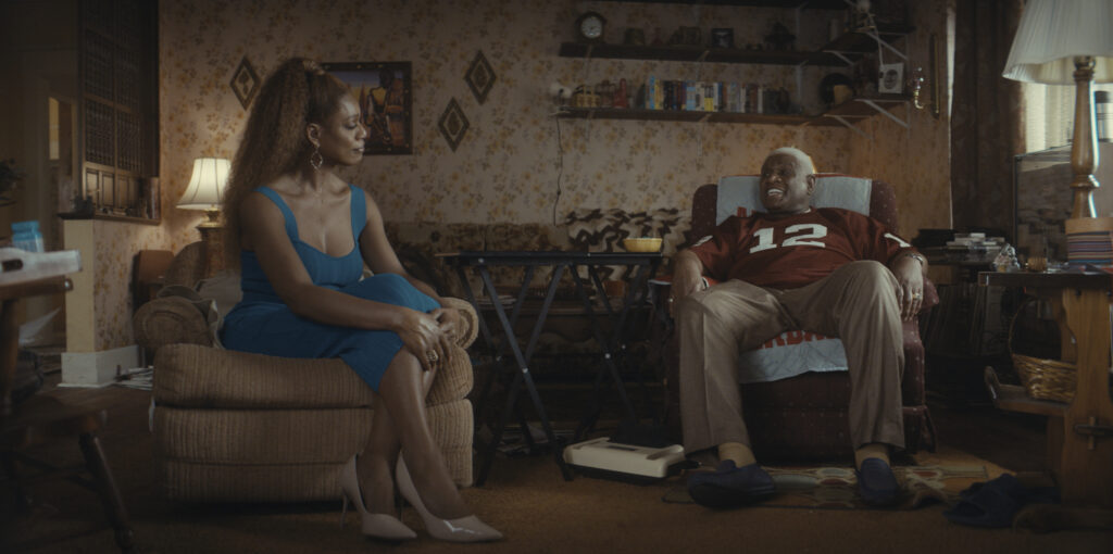 Desiree (Laverne Cox), Henry (George Wallace) in CLEAN SLATE Photo Credit: Courtesy of Prime © Amazon Content Services LLC