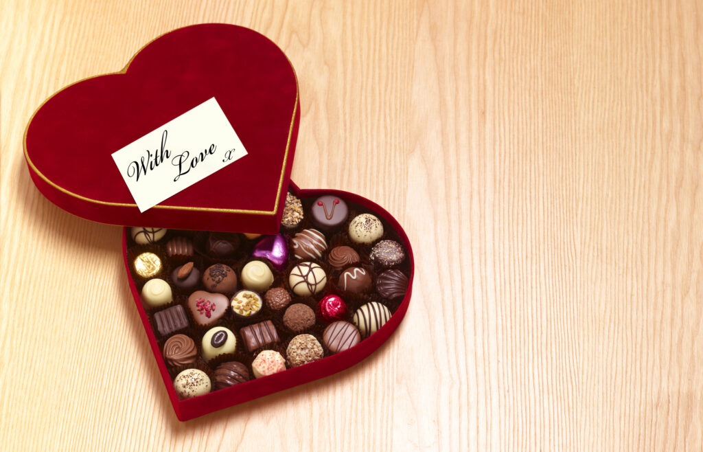 Valentines day heart shaped chocolates