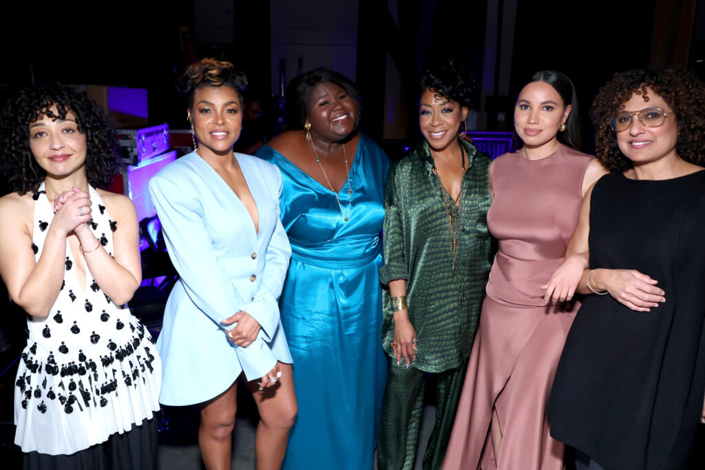 LOS ANGELES, CALIFORNIA - FEBRUARY 27: (L-R) Ruth Negga, Taraji P. Henson, Gabourey Sidibe, Tichina Arnold, Jurnee Smollett and Shola Lynch are seen backstage during the 2025 ESSENCE Black Women In Hollywood Awards at Fairmont Century Plaza on February 27, 2025 in Los Angeles, California. (Photo by Robin L Marshall/Getty Images for ESSENCE)	
LOS ANGELES, CALIFORNIA - FEBRUARY 27: (L-R) Ruth Negga, Taraji P. Henson, Gabourey Sidibe, Tichina Arnold, Jurnee Smollett and Shola Lynch are seen backstage during the 2025 ESSENCE Black Women In Hollywood Awards at Fairmont Century Plaza on February 27, 2025 in Los Angeles, California. (Photo by Robin L Marshall/Getty Images for ESSENCE)	
