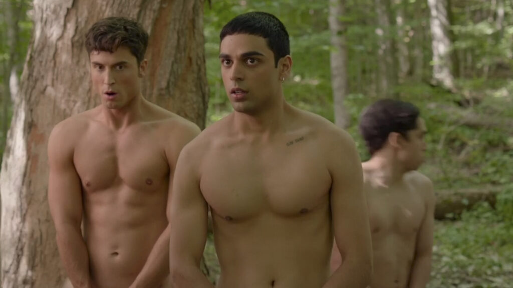 Benny (Benito Skinner) and Miles (Rish Shah) in OVERCOMPENSATING Photo: Courtesy of Prime © AMAZON CONTENT SERVICES LLC