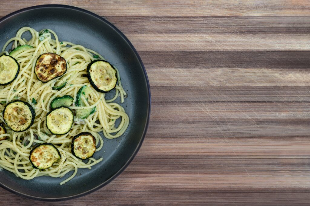 vegetarian dinner recipes for chronic kidney disease pictured: zucchini pasta
