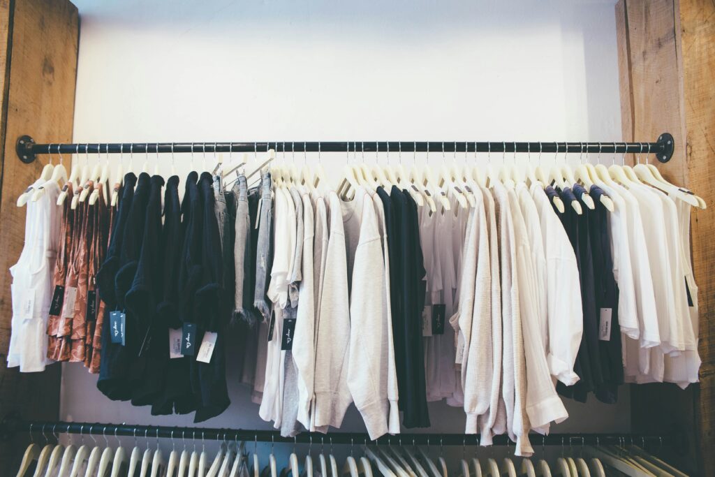 Underconsumption Core pictured: clothing rack
