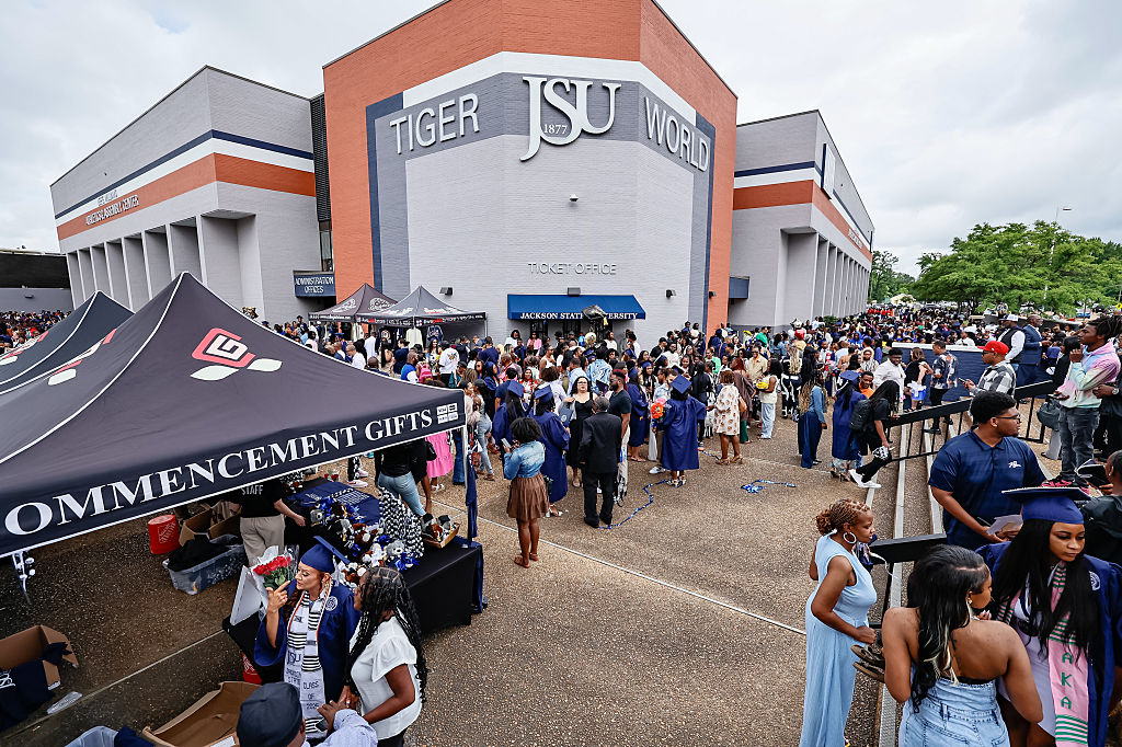 JACKSON, MS - MAY 3: Family, friends, and alumni gathered at the Lee E. Williams Athletics and Assembly Center in Jackson, Mississippi, on Saturday, May 3, 2025, to celebrate Jackson State University's Class of 2025 following the undergraduate commencement ceremony.