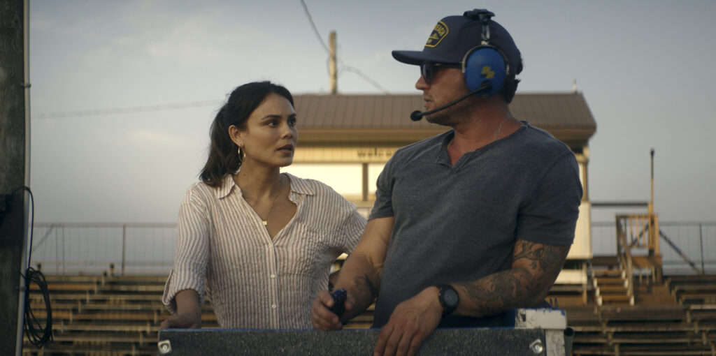Samantha (Nathalie Kelley) and Logan (Ryan Phillippe) in MOTORHEADS Prime Video © Amazon Content Service LLC