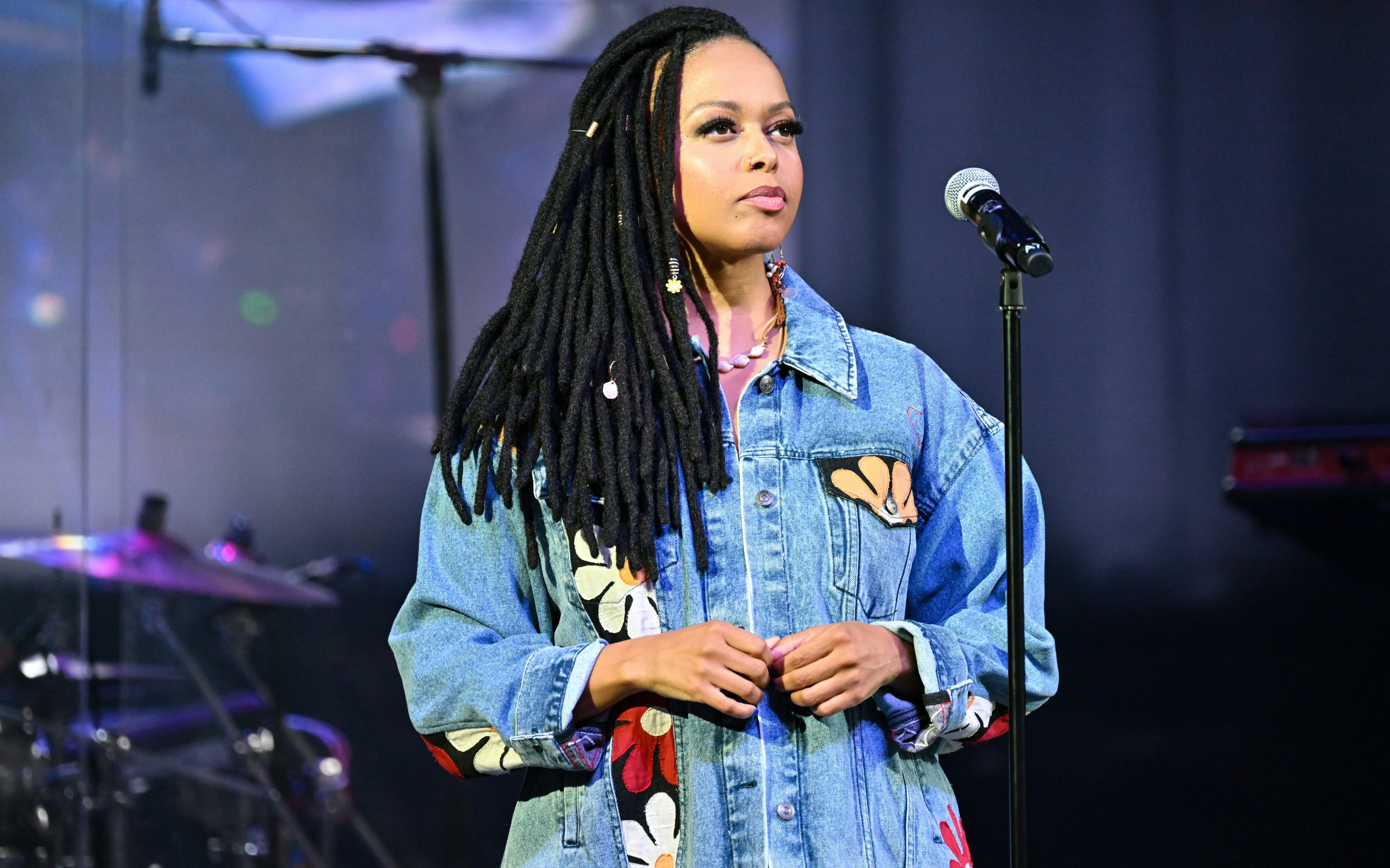 Singer Chrisette Michele performs onstage during An Evening of Soul at Mable House Barnes Amphitheatre on July 22, 2023 in Mableton, Georgia.