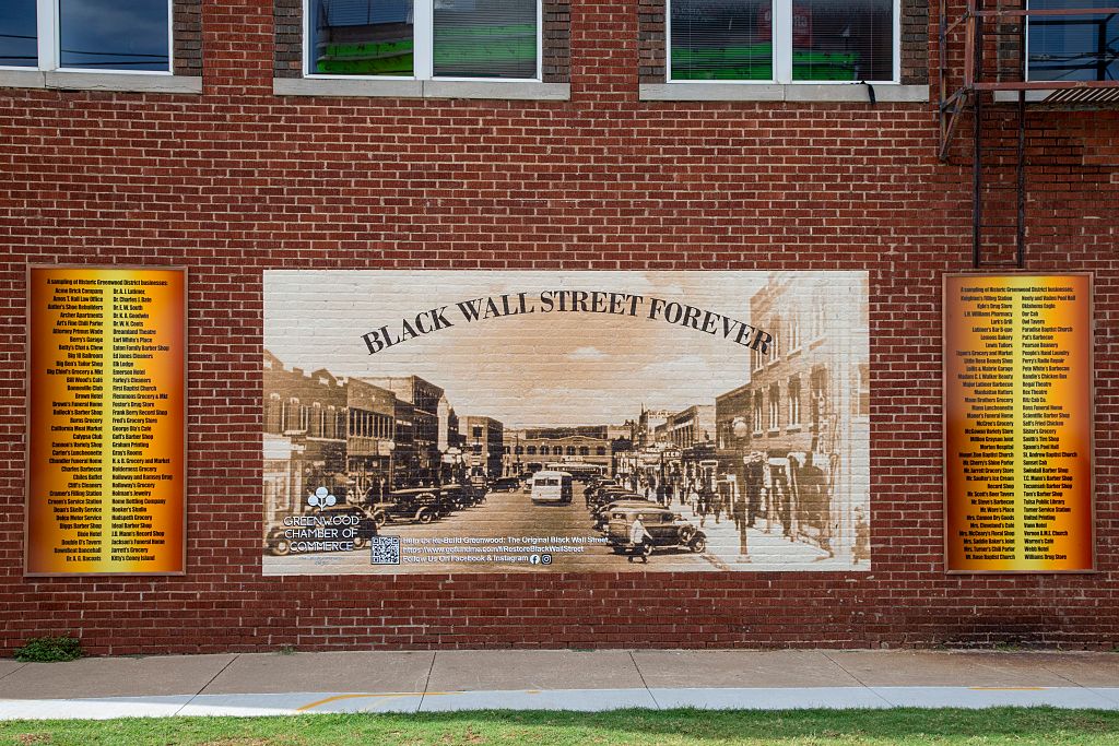 Tulsa, Oklahoma, The Greenwood District, known as the "Black Wall Street." It was burned to the ground with many African-Americans killed in the 1921 Tulsa race massacre.