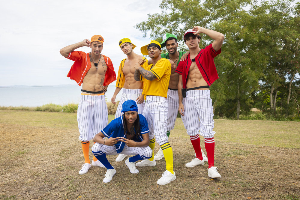 LOVE ISLAND USA -- Episode 704 -- Pictured: (l-r) Austin Shepard, Charlie Georgiou, Taylor Williams, Ace Green, Jeremiah Brown, Nicolas Nic Vansteenberghe -- (