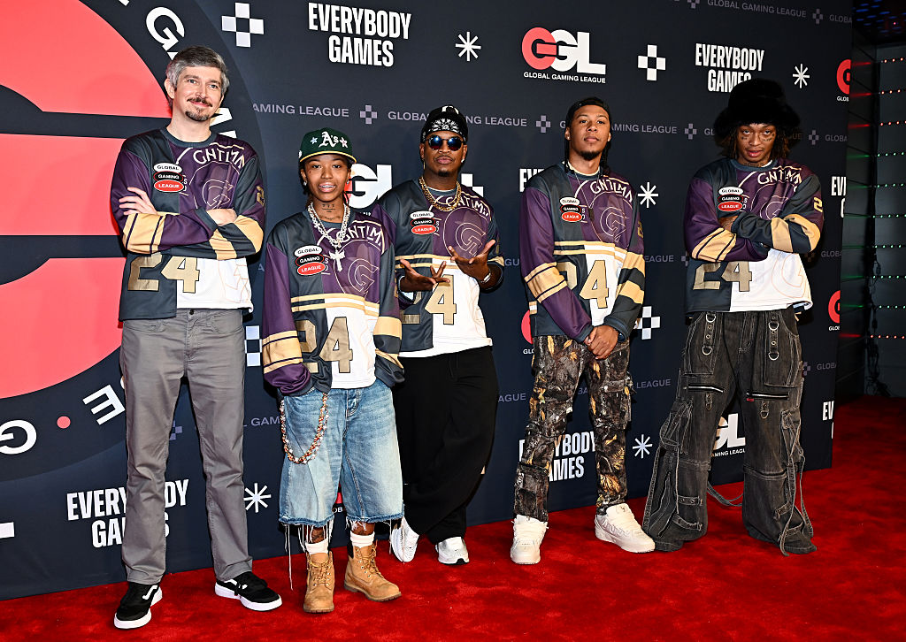 LAS VEGAS, NEVADA - AUGUST 23: (L-R) Ask Joshy, Kaash Paige, NE-YO, Avexys and Tyla Yaweh attend the Global Gaming League SZN Zero Launch with T-Pain and NE-YO at HyperX Arena at Luxor Hotel & Casino on August 23, 2025 in Las Vegas, Nevada.